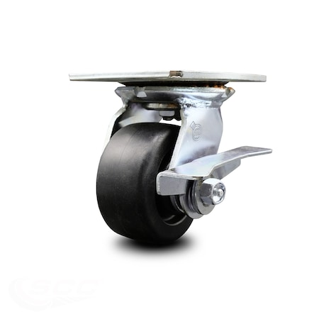 Service Caster 4 Inch Heavy Duty Polyolefin Caster with Ball Bearing and Brake SCC-35S420-POB-SLB